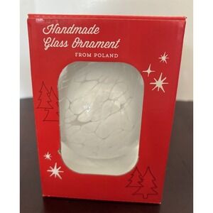 Zorza Glass Christmas Ornament Poland White Mouth Blown Hand Decorated